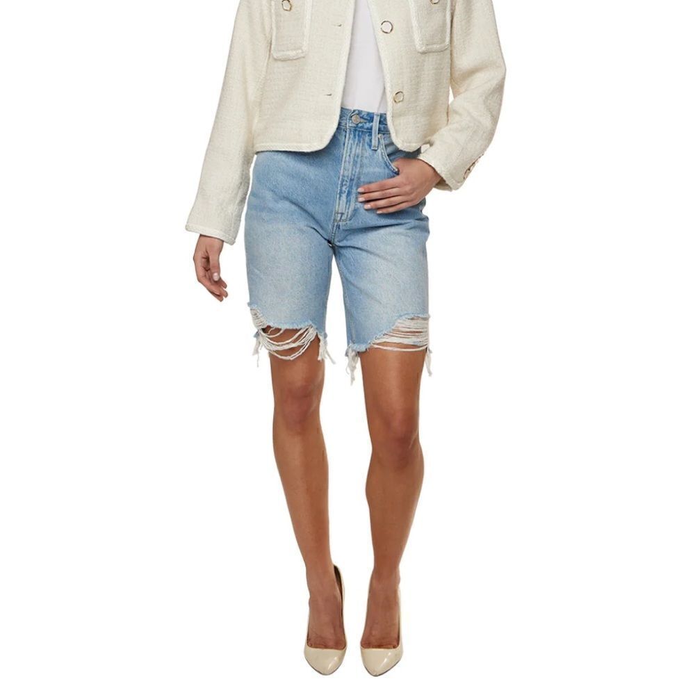 FRAME High Rise Bermuda Raw Edge - Zona Rips Size 26 NWT $228